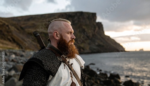 Epic Cinematic Portrait of a Muscular Viking Warrior in Dramatic Lighting, Showcasing Fierce Strength, Battle-Ready Stance, Rugged Armor, and Legendary Norse Spirit in a Powerful and Heroic Scene