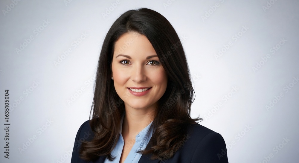 Professional Confidence: A poised professional portrait captures the assured presence of a businesswoman, her warm smile and refined attire exuding competence and approachability. Professional Confidence: A poised professional portrait captures the assured presence of a businesswoman, her warm smile and refined attire exuding competence and approachability.