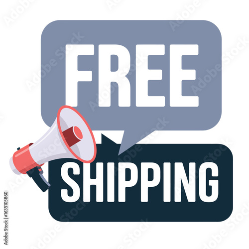 Megaphone announcing free shipping offer