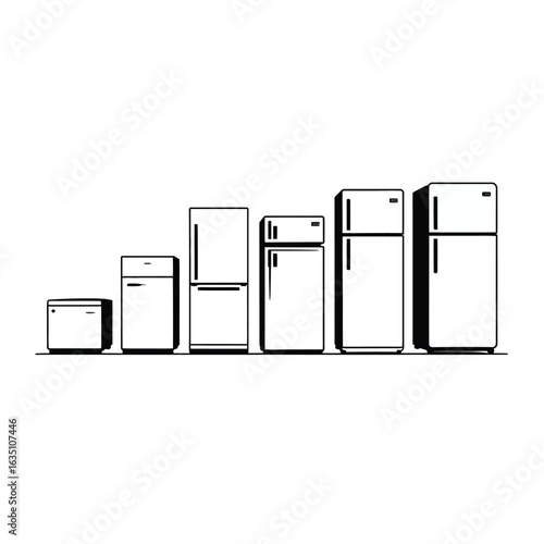 Collection of refrigerators and freezers in varying sizes and styles