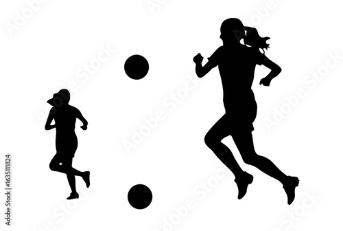 Silhueta de Jogadoras de futebol em campo.