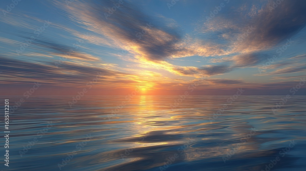 Obraz premium Dramatic sunset over calm sea