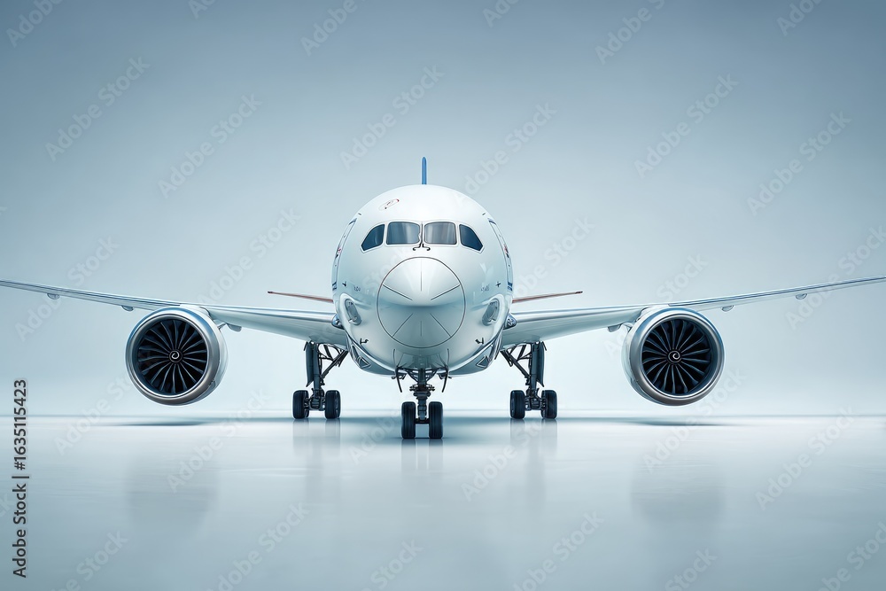 Fototapeta premium White jetliner, front view (1)