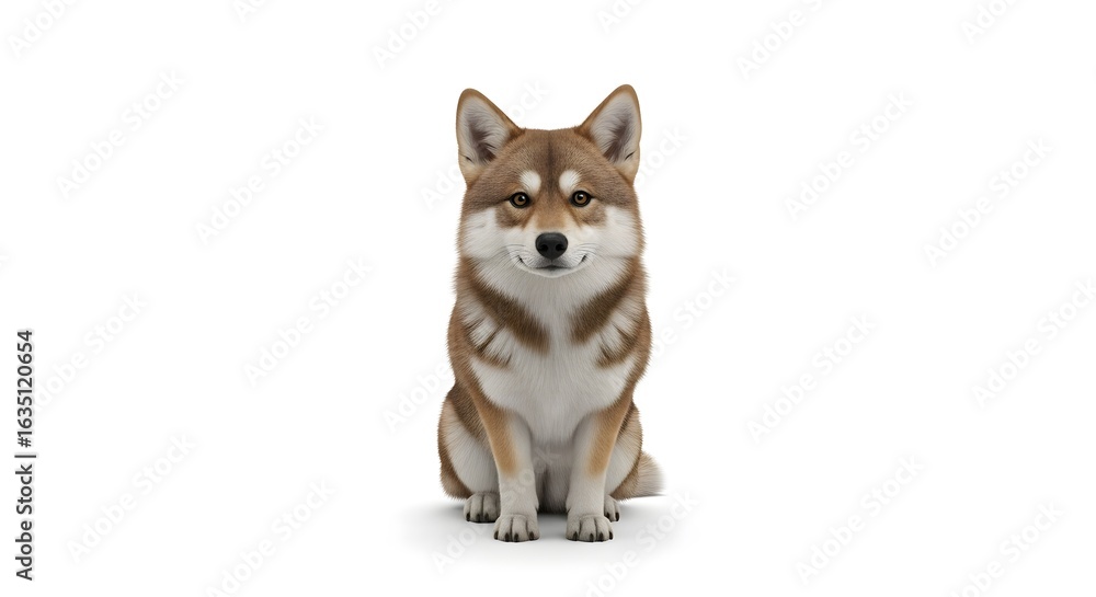 Obraz premium Adorable Shiba Inu Dog Sitting on White Background