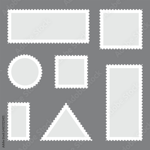 Post stamp frame outline icon. postage stamp vector on a background, vector illustration, postage stamp border set vectors, blank postage stamp in flat design. Postage perforated templates collection