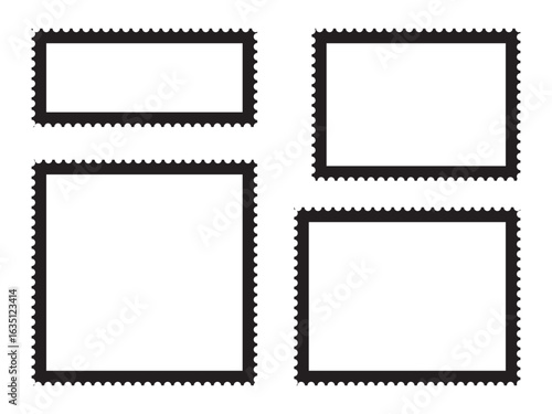 Post stamp frame outline icon. postage stamp vector on a background, vector illustration, postage stamp border set vectors, blank postage stamp in flat design. Postage perforated templates collection