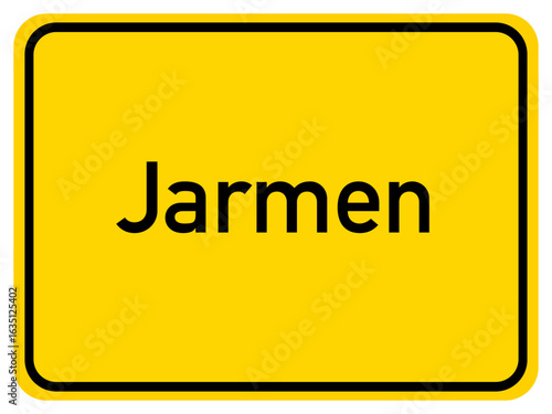 Illustration of a city entrance sign for the city of Jarmen