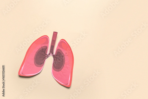 Paper lungs on beige backgr...
