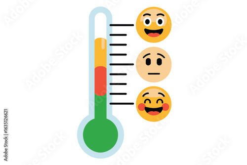Emotional thermometer with happy and worried faces indicating mood levels
