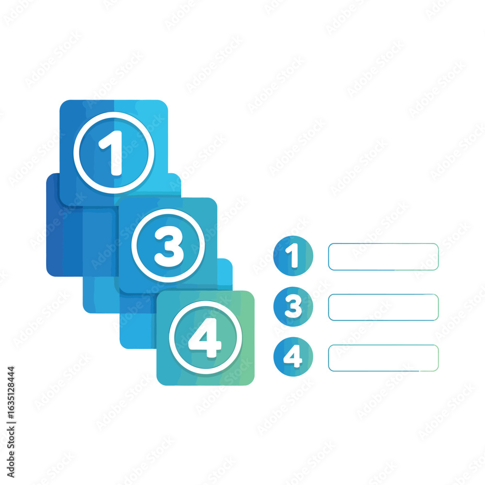 Fototapeta premium Numbered blocks with steps and text boxes for data input