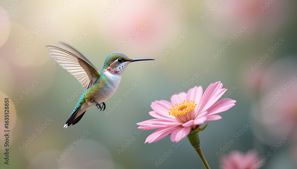 Fototapeta premium hummingbird on flower in spring