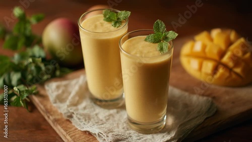 Wallpaper Mural glass of orange juice, mango juice in glass cup Torontodigital.ca