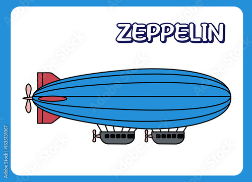zeppelin in cartoon design graphics illustration icon isolated flat vector