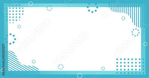 ポップでかわいい、メンフィスデザインの背景素材 ( 見出し　フレーム　タイトル　チラシ　セール　青 )