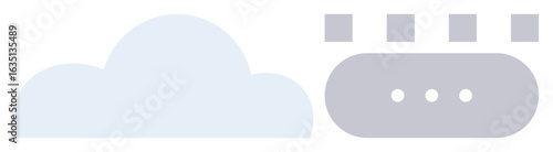 Cloud graphic paired with a server icon. Ideal for technology, data storage, cloud computing, IT services, digital transformation, file sharing, online infrastructure. Simple flat metaphor