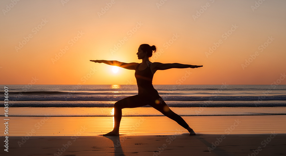 silhouette of a woman yoga on the beach silhouette of a woman yoga on the beach