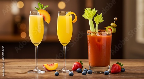 Delicious cocktails and fresh fruit, perfect for a brunch gathering.