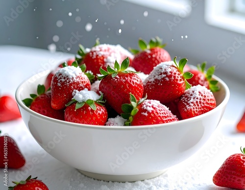 Fresh strawberries dusted with sugar