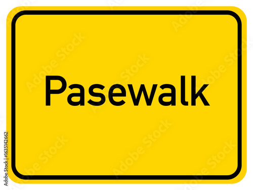 Illustration of a city entrance sign for the city of Pasewalk