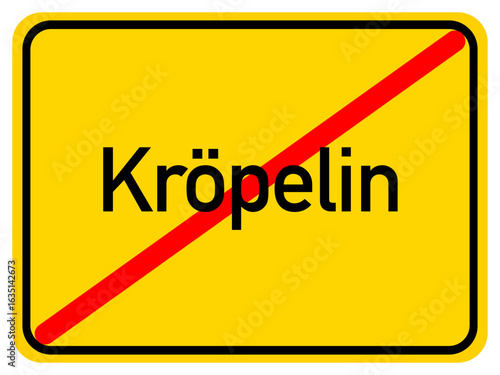 Illustration of a city exit sign for the city of Kröpelin