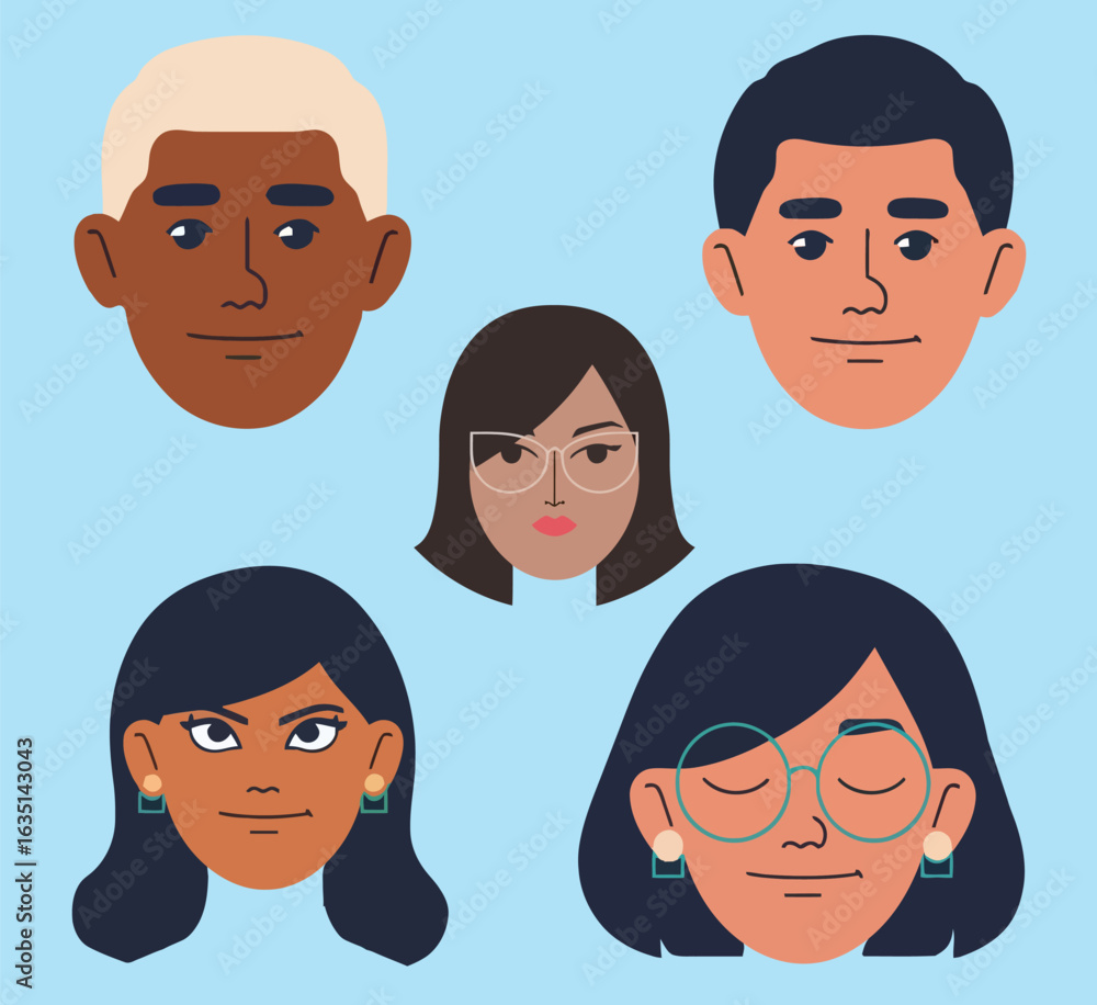 Diverse People Avatar Collection - Multicultural Human Faces Vector Illustration Set for UI Design Diverse People Avatar Collection - Multicultural Human Faces Vector Illustration Set for UI Design