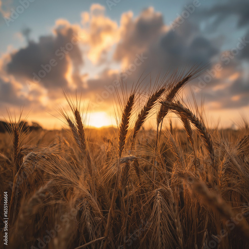  Sunset over wheat field