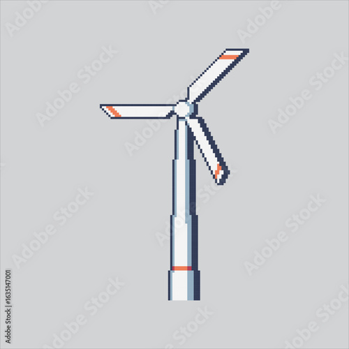 Pixel art illustration Wind Turbine. Pixelated Wind Energy. Wind Turbine Green Energy Icon pixelated for the pixel art game and icon for website and video game. old school retro.