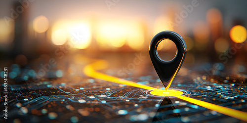 Wallpaper Mural Map Navigation Action with Location Marker on Digital Interface in Urban Environment Torontodigital.ca