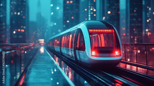 Futuristic City Transit: Elevated Train