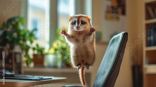Adorable Small Animal in Office Setting