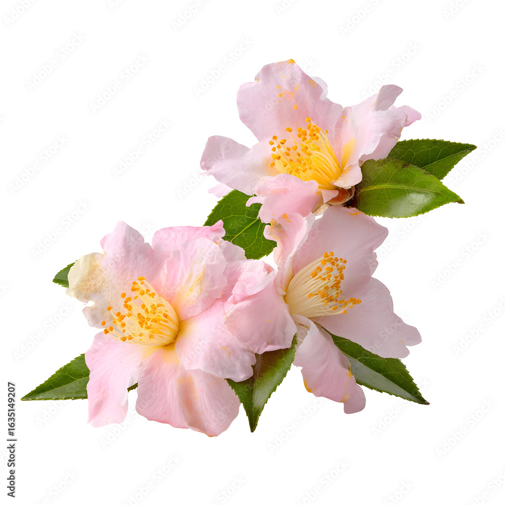 Fototapeta premium Pink flowers in full bloom isolated on black background