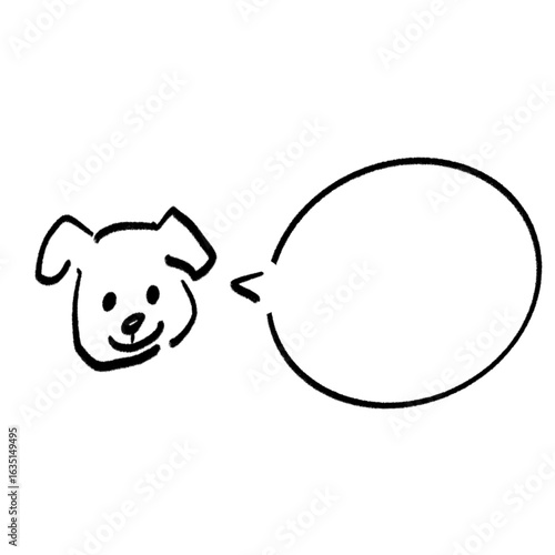Hand drawn pencil style dog speech bubble illustration