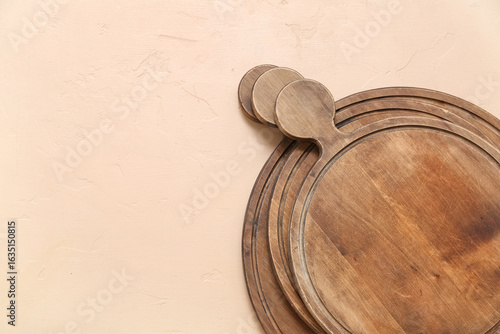 Wooden cutting boards on be...