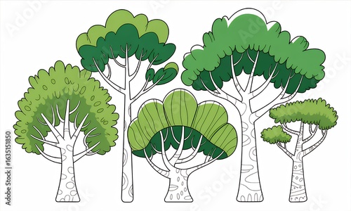 Cartoon Tree Clipart Green Trees for Design Projects