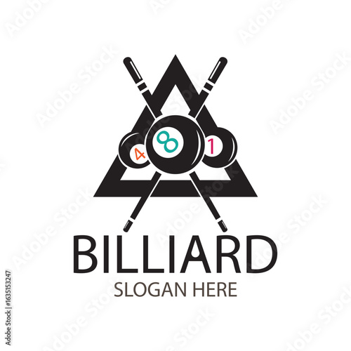 billiard ball logo design vector in flat style