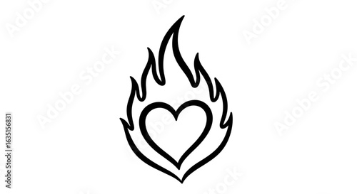Heart ablaze: A passionate love symbol illustration on a white background