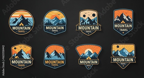 Mountain Travel Logo Designs 8 Retro Vintage Badges