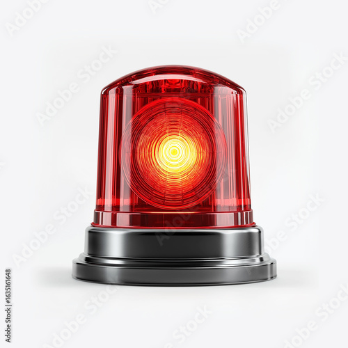Red siren isolated on a white background. AI generated