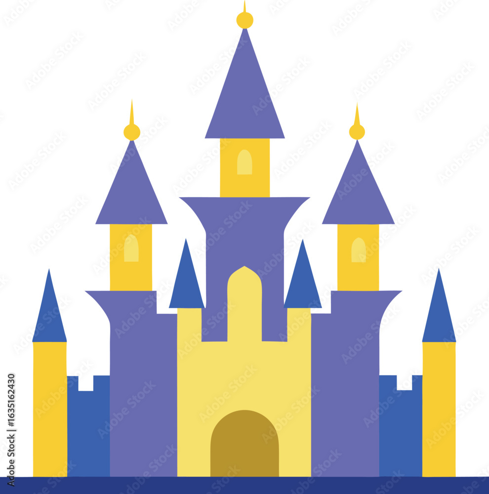 Fototapeta premium Medieval fairytale castle cartoon illustration design