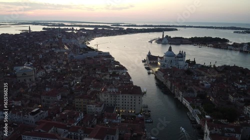 Venetian Dawn Panorama: Aerial Journey over Ponte dell’Accademia