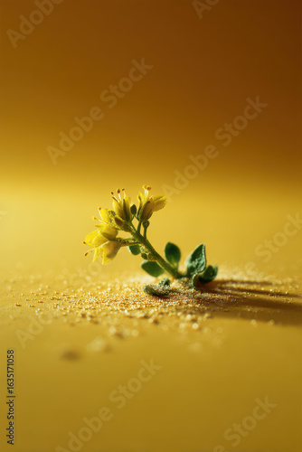 minimalistic photograph of blooming plant against ultrabright background that symbolizes essence of spring