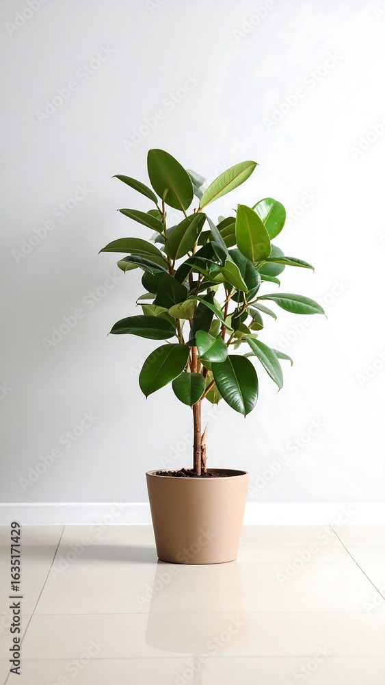 Fototapeta premium Fiddle leaf fig plant in a pot