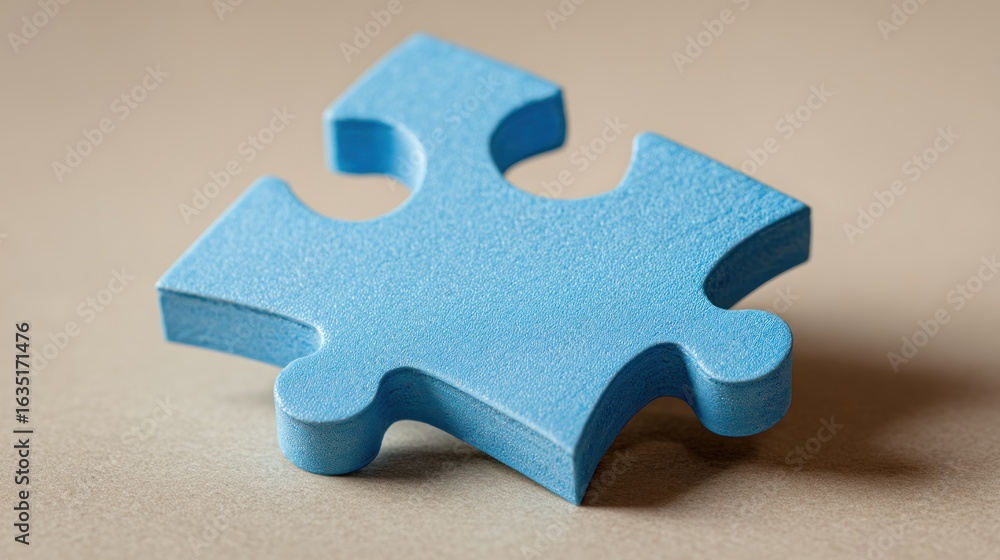 Fototapeta premium Light blue puzzle piece close up