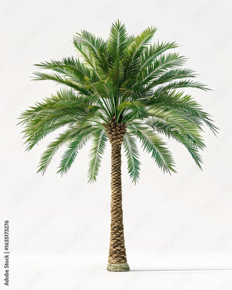 Fototapeta premium Isolated Palm Tree on White Background showcasing tropical foliage and texture