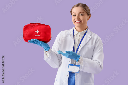 Female doctor showing first...