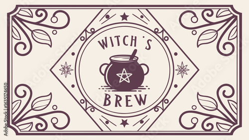 Witch's brew halloween cauldron potion magic spell occult witchcraft vector graphic design illustration art