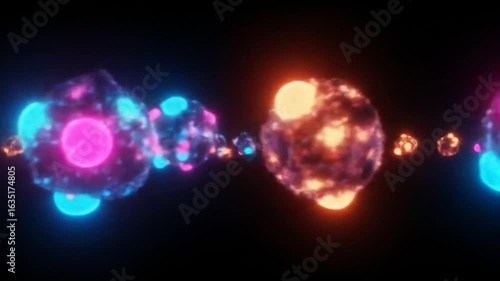 Wallpaper Mural Colorful abstract representation of molecular structures, showcasing vibrant energy in a dark background Torontodigital.ca