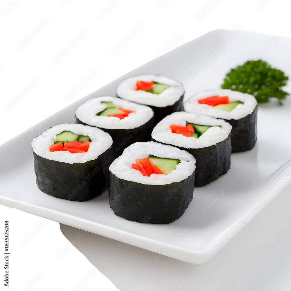 Sushi rolls on white plate Sushi rolls on white plate