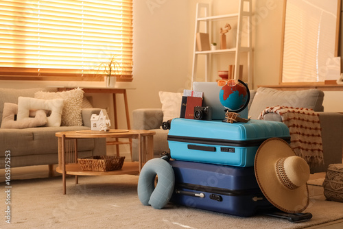 Suitcases with traveling ac...