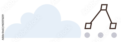 Cloud shape paired with a hierarchical node structure emphasizes data storage, organization, and connectivity. Ideal for tech, cloud computing, big data, data visualization, networking, AI